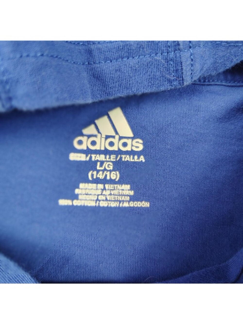 Adidas Hooded Shirt Youth Boys Large 14/16 Blue Long Sleeve Pullover - Picture 3 of 7